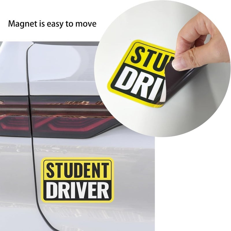 Foweroty 1|2|3|4 Pack Student Driver Sticker Magnet for Car, Weather-Resistant, Reflective, 5.71"*3.54" - Golden Ratio Dimension, 3pcs（Yellow/Black-Student） - Image 5